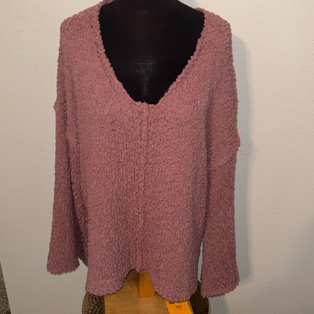 White Birch Popcorn Knit Oversized Flared Sleeve Sweater size XL